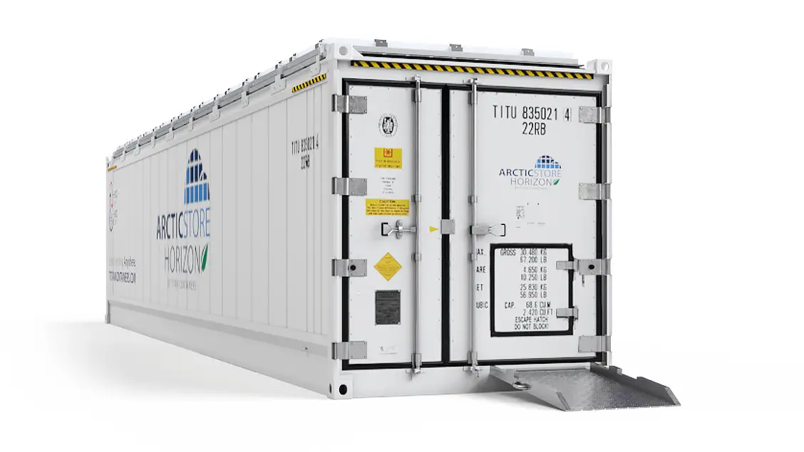 40ft ArcticStore Horizon Vooraanzicht met Zonnepanelen